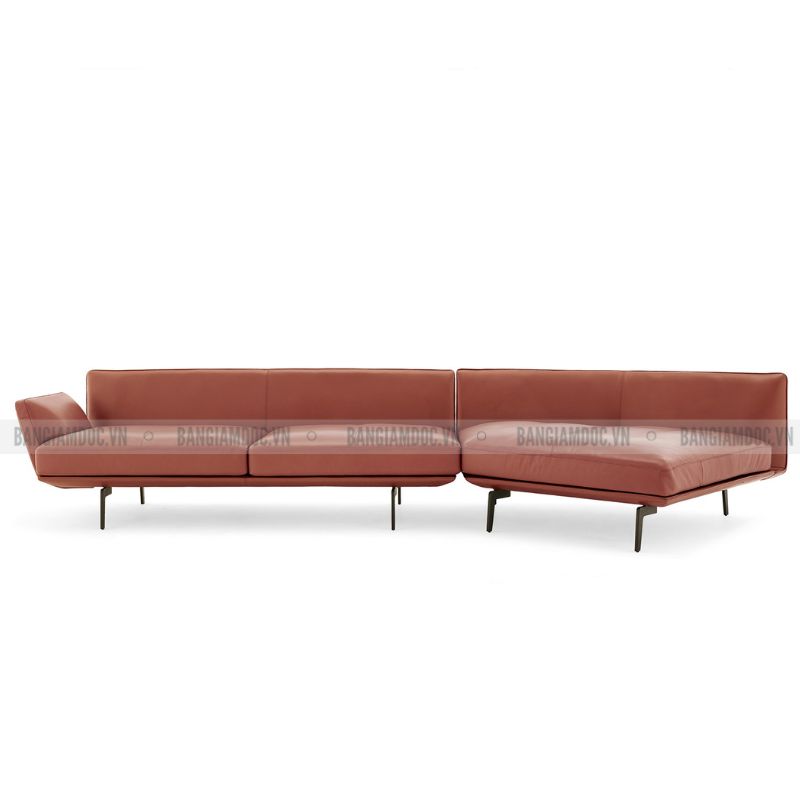 sofa da bò ý màu đỏ được ưa chuộng ở nhiều không gian